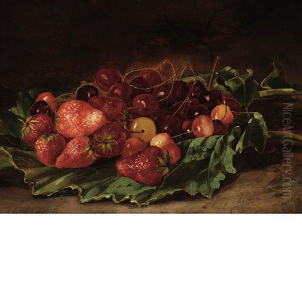 Still Life With Strawberries And Cherries by William Mason Brown