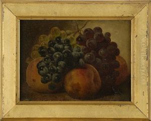 Still Life Of Apples And Grapes by William Mason Brown