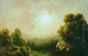 Luminist River Landscape With Distant Mountains