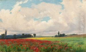 A French Poppy Field by Charles Francis Browne
