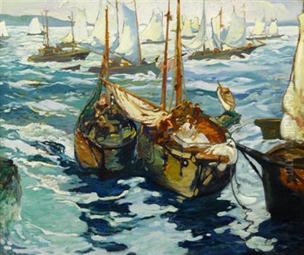 Fishing Boats Setting Sail - view 1