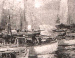 Boats In A Moonlit Harbor, Kennebunkport Boats In A Moonlit Harbor, Kennebunkport
