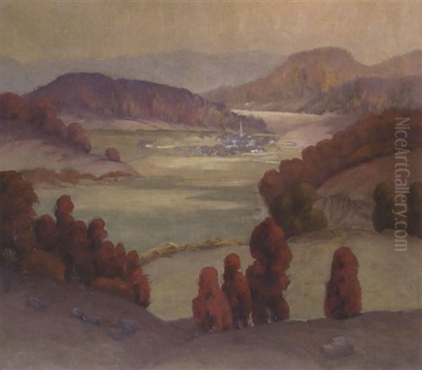 Autumn Landscape With Rural Village - view 1