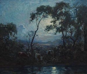 Cows At Pasture by Matilda (Van Wyck) Browne