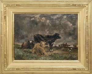 Cows In A Pasture by Matilda (Van Wyck) Browne