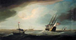 English And Dutch Men Of War In A Swell