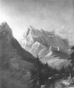 Matterhorn Landscape With Two Figures At A Shrine