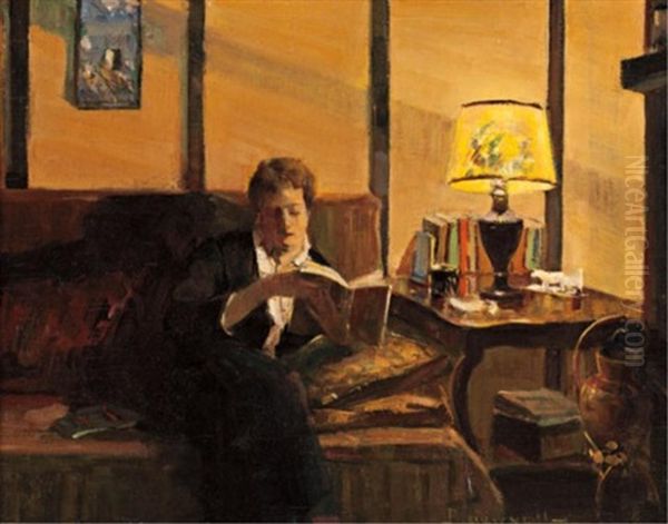Reading By Lamplight - view 1