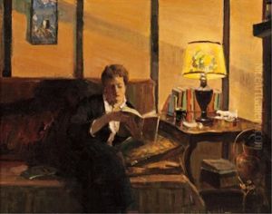Reading By Lamplight by Peleg Franklin Brownell