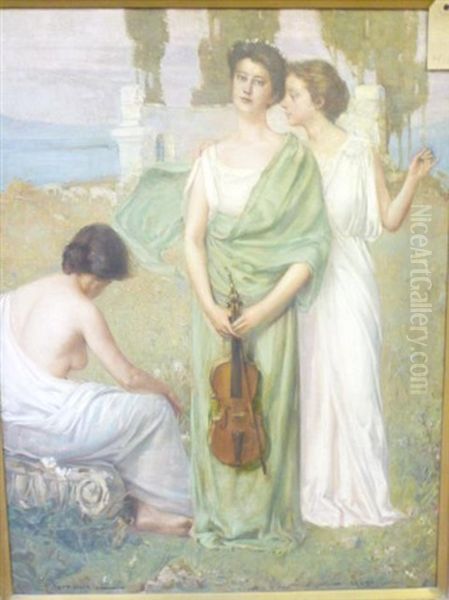 Allegorical Female Figures In An Arcadian Landscape - view 1