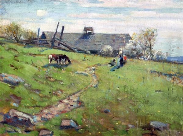 Mother & Children On A Hillside - view 1