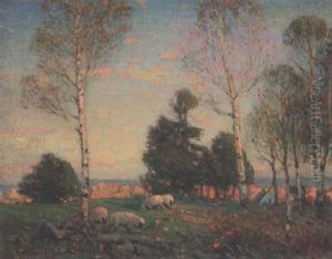Pastoral Landscape With Sheep by Peleg Franklin Brownell