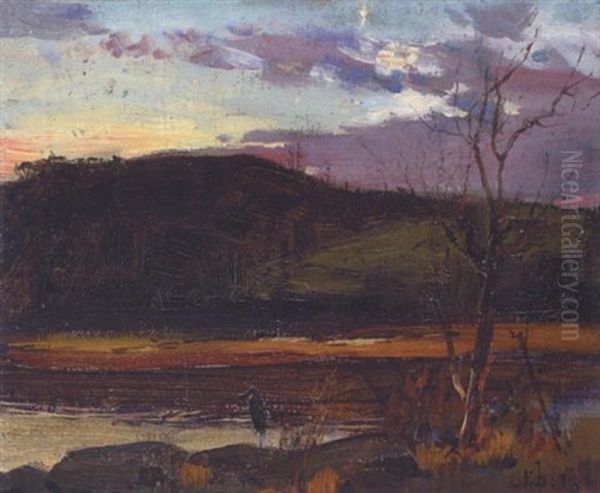 Sunset With Heron - view 1