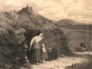 Woman And Child In A Landscape by George Washington Brownlow