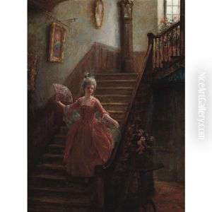 Descending The Staircase by Jennie Augusta Brownscombe