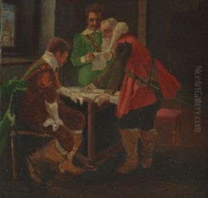 Three Nobles Discussing Over The Map