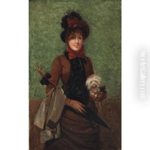 Woman And Dog by Vaclav Brozik