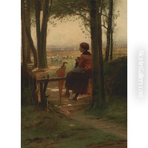 Peasant Girl With Sheep - view 1