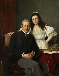 Portrat Des Grafen Seldern Mit Tochter by Vaclav Brozik