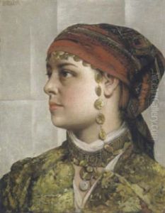Junge Frau In Osteuropaischer Tracht by Vaclav Brozik
