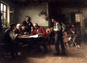 Diskutierende Manner Im Gasthaus by Vaclav Brozik