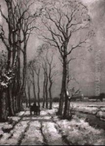 Winterlandschaft Mit Pferdewagen Winterlandschaft Mit Pferdewagen