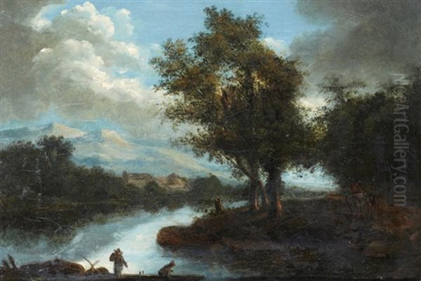 Paysage De Riviere Avec Pecheurs - view 1