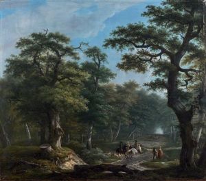 Scene De Chasse A Courre by Lazare Bruandet