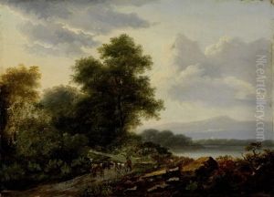 Landschaft Mit Hirt Und Zwei Kuhen by Lazare Bruandet