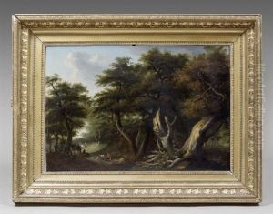 Sous-bois Et Chasseurs by Lazare Bruandet