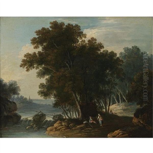Travelers Resting By A Stream - view 1