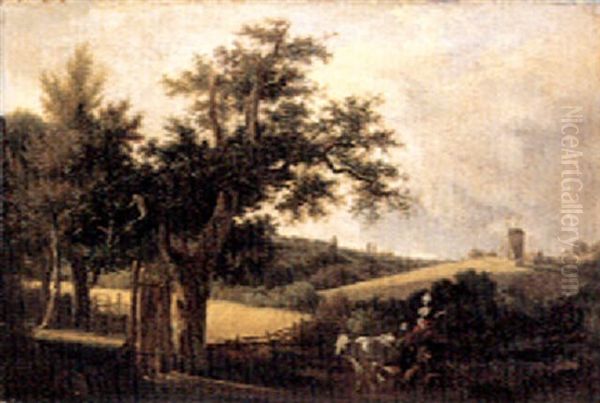 Paysage D'ete Aux Environs De Paris, A Montfermeil, Ou La Rentree Du Troupeau - view 1