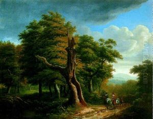 Les Cavaliers Sur Le Chemin Dans La Foret