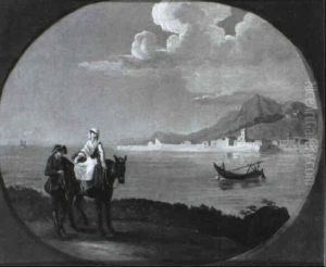 Paysage De Riviere Avec Pecheurs by Lazare Bruandet