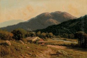 Figures By A Cottage In A Mountain Landscape Figures By A Cottage In A Mountain Landscape