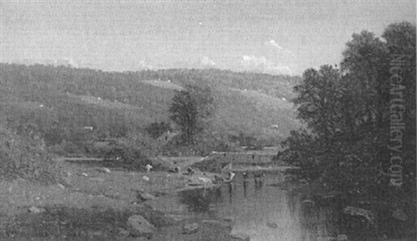 Cows Watering At The River's Edge - view 1