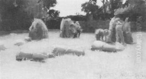 Farmers Stooking Wheat by William Blair Bruce