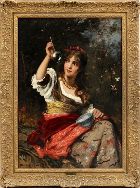 Girl Blowing Bubbles - view 1