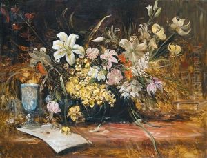 Still Life With Flowers by Lajos Bruck