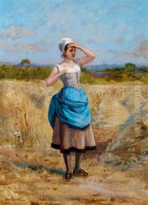 In The Fields (french Girl) by Lajos Bruck
