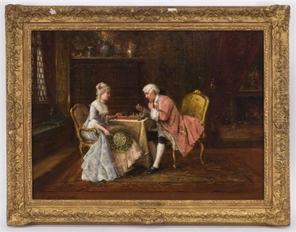 Couple Playing Chess - view 1