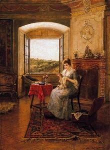 Himzo No (a Woman, Sewing)