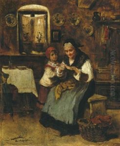 Nagymama Az Unokaval (grandmother With With Her Grandchild) by Lajos Bruck