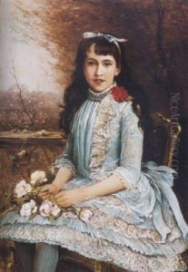 Kekruhas Lany Rozsakkal (girl In Blue Dress, With Roses) by Lajos Bruck
