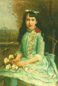 Portrait Of  A Girl Wearing A Pale Blue Dress