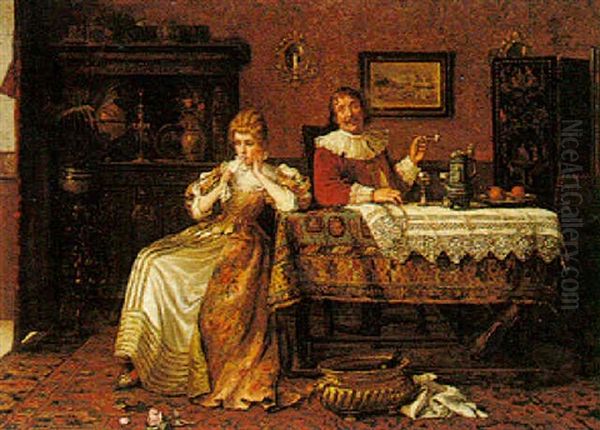 An Elegant Couple Conversing - view 1