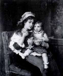 Mother And Child by Lajos Bruck