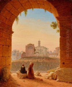 View Of The Forum Romanum Seen From The Colosseum by Johann Wilhelm Bruecke