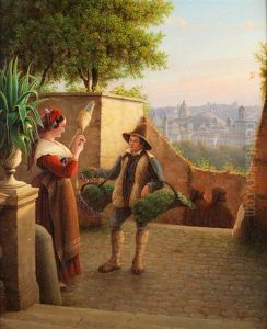 Im Park Degli Aranci In Rom by Johann Wilhelm Bruecke