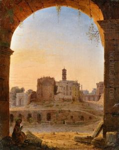 Blick Auf Das Forum Romanum Vom Kolosseum by Johann Wilhelm Bruecke